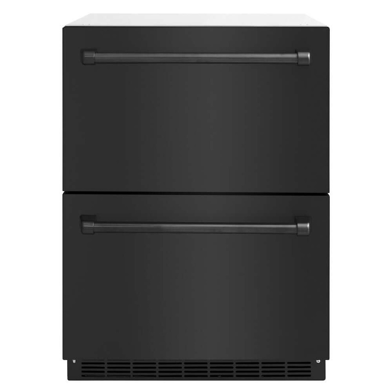 ZLINE 24 in. Touchstone 168 Can Outdoor-Rated Dual Refrigerator Drawer with Black Stainless Steel Doors (RDSO-BS-24)