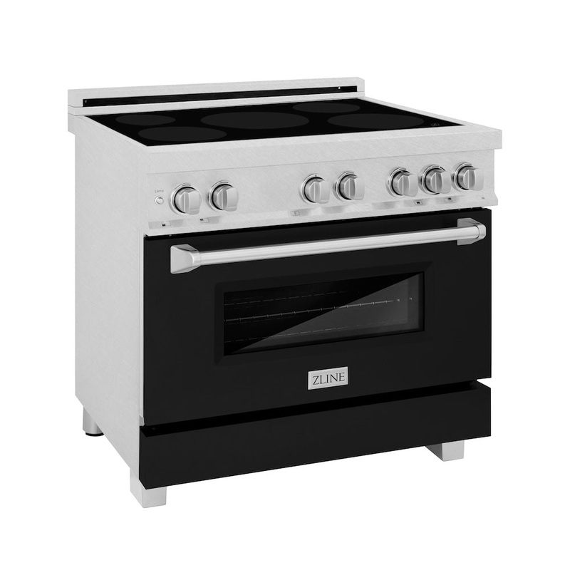 ZLINE 36 in. 4.6 cu. ft. Legacy Induction Range with 5 Element Cooktop and Electric Oven in Satin Stainless Steel and Black Matte Door (RAINDS-BLM-36)