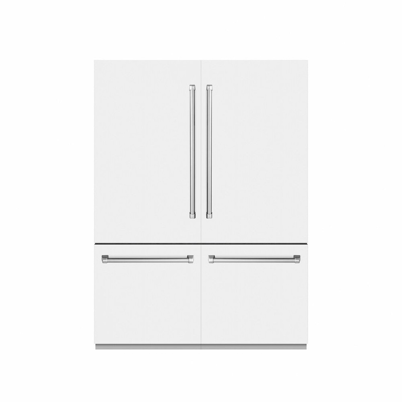 ZLINE 60 in. 32.2 cu. ft. French Door Built-In Bottom Freezer Refrigerator with Water Dispensers and Ice Makers in White Matte with Graphite Gray Interior (GRBIV-WM-60)