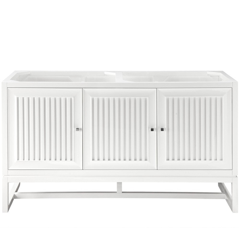 James Martin Vanities Athens Collection 60 in. Double Vanity in Glossy White, Cabinet Only