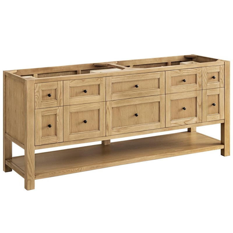 James Martin Vanities Breckenridge Collection 72 in. Double Vanity in Light Natural Oak, Cabinet Only
