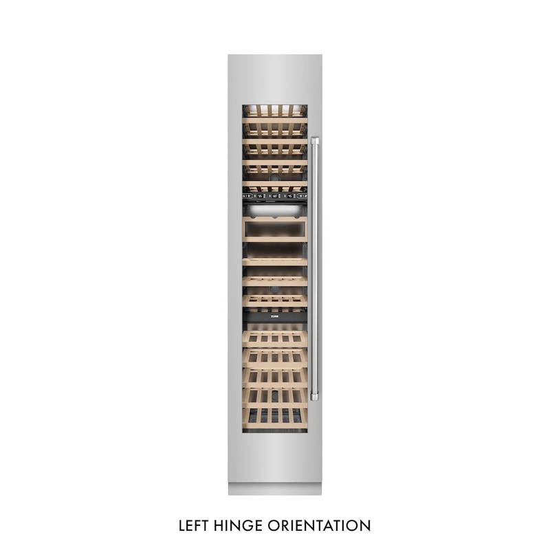 ZLINE 18 in. 9.0 cu. ft. Triple Zone 68 Bottle Left Hinge Column Wine Cooler in Stainless Steel (RCWVL-304-18)