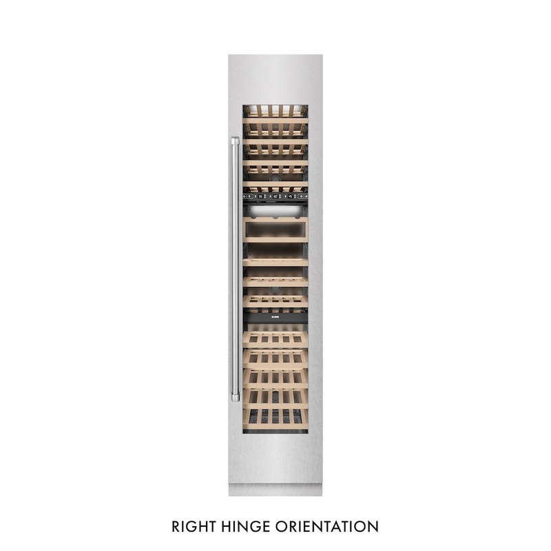 ZLINE 18 in. 9.0 cu. ft. Triple Zone 68 Bottle Right Hinge Column Wine Cooler in Satin Stainless Steel (RCWVR-SN-18)
