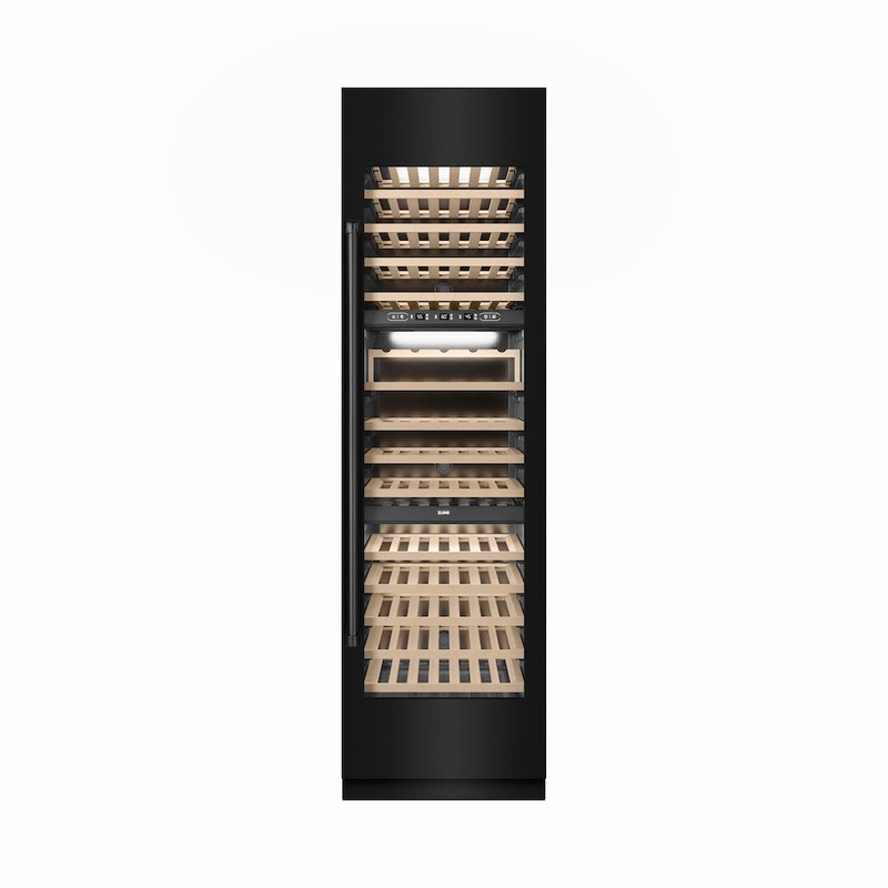 ZLINE 24 in. 12.4 cu. ft. Triple Zone 100 Bottle Column Wine Cooler in Black Stainless Steel (RCWV-BS-24)