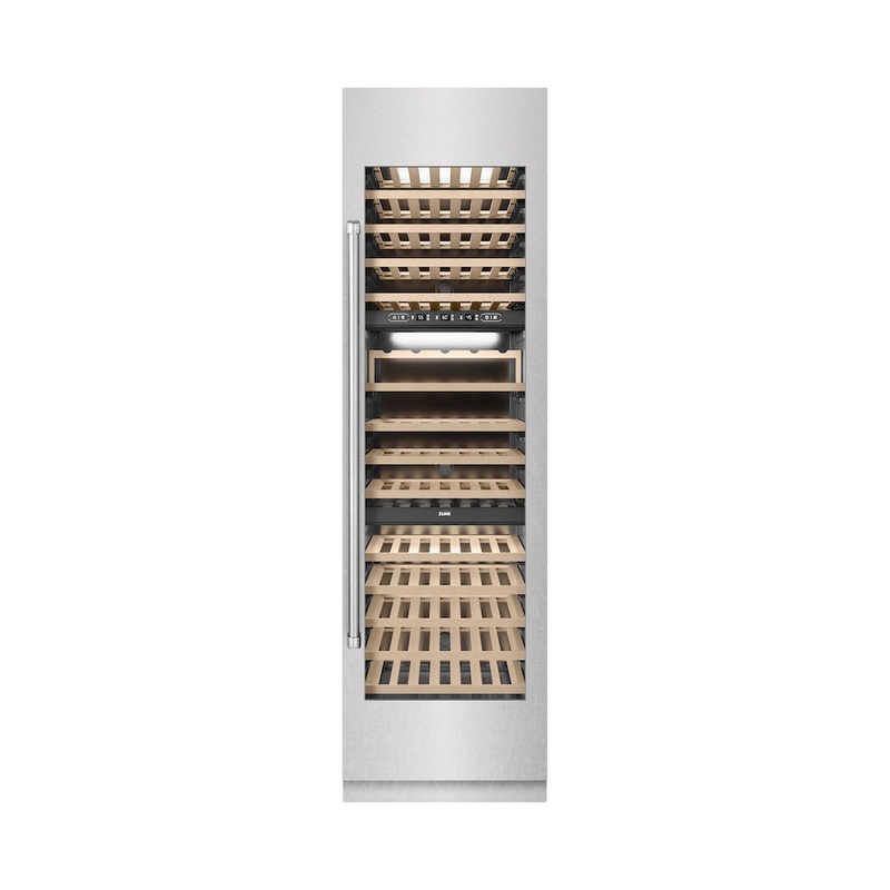 ZLINE 24 in. 12.4 cu. ft. Triple Zone 100 Bottle Column Wine Cooler in Satin Stainless Steel (RCWV-SN-24)