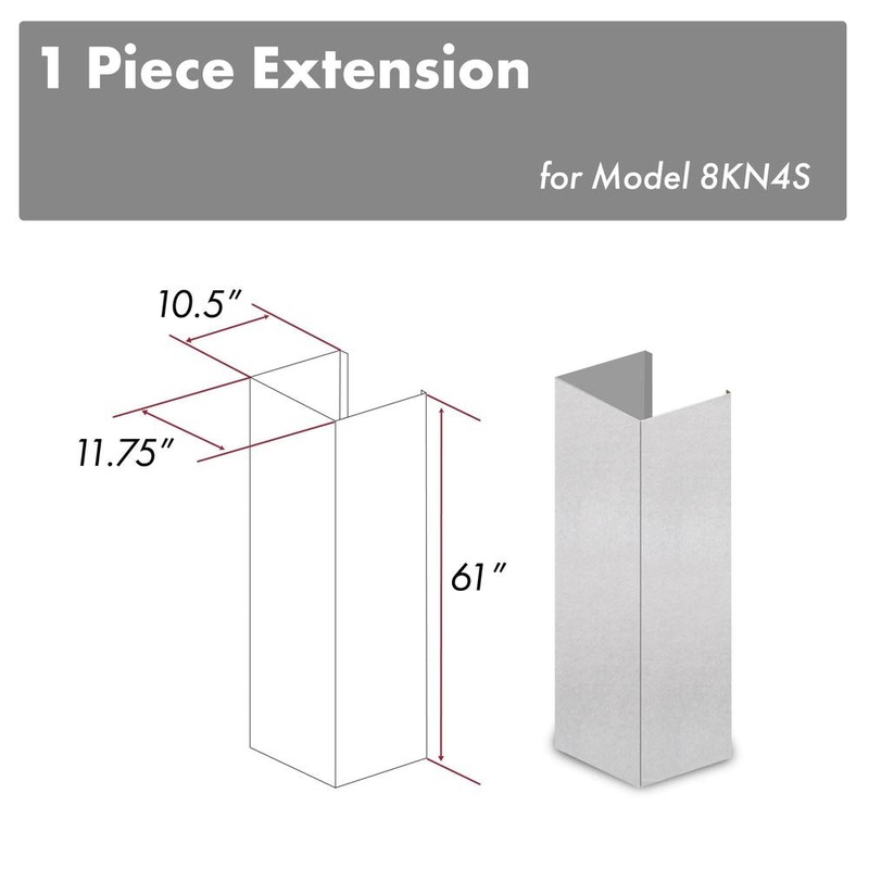 ZLINE 61 in. Satin Stainless Steel Chimney Extension for Ceilings up to 12.5 ft. (8KN4S-E)
