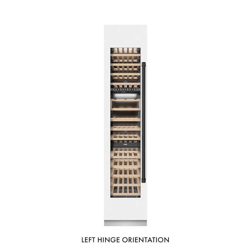 ZLINE Autograph Edition 18 in. 9.0 cu. ft. Triple Zone 68 Bottle Left Hinge Column Wine Cooler in White Matte with Matte Black Accents (RCWVLZ-WM-18-MB)