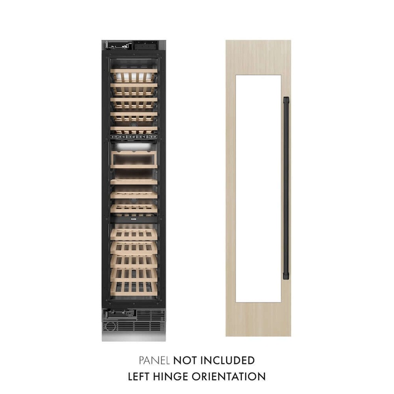 ZLINE Autograph Edition 18 in. 9.0 cu. ft. Triple Zone 68 Bottle Panel Ready Left Hinge Column Wine Cooler with Matte Black Accents (RBCWVLZ-18-MB)