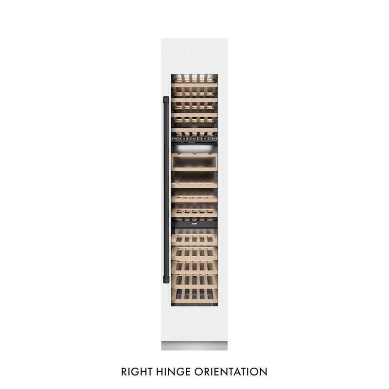 ZLINE Autograph Edition 18 in. 9.0 cu. ft. Triple Zone 68 Bottle Right Hinge Column Wine Cooler in White Matte with Matte Black Accents (RCWVRZ-WM-18-MB)