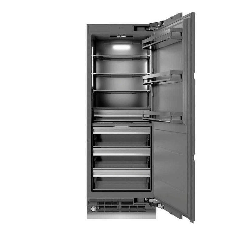 ZLINE Autograph Edition 30 in. 16.7 cu. ft. Panel Ready Column Refrigerator with Graphite Gray Interior and Champagne Bronze Accents (RBCRVZ-30-CB)