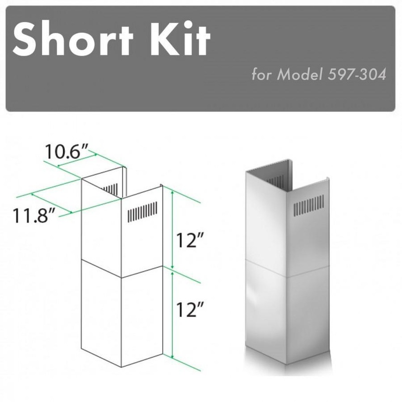 ZLINE 2-12 in. Short Chimney Pieces for 7.7 ft. to 8 ft. Ceilings (SK-597-304)