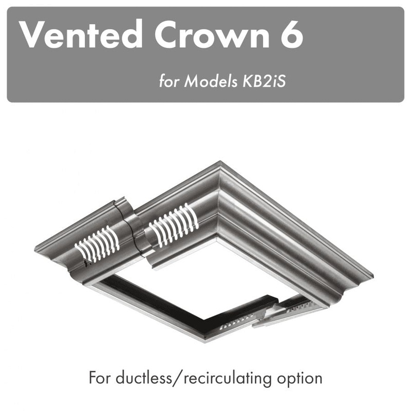 ZLINE Vented Crown Molding Profile 6 for Island Mount Range Hood in Satin Stainless Steel (CM6V-KB2iS)
