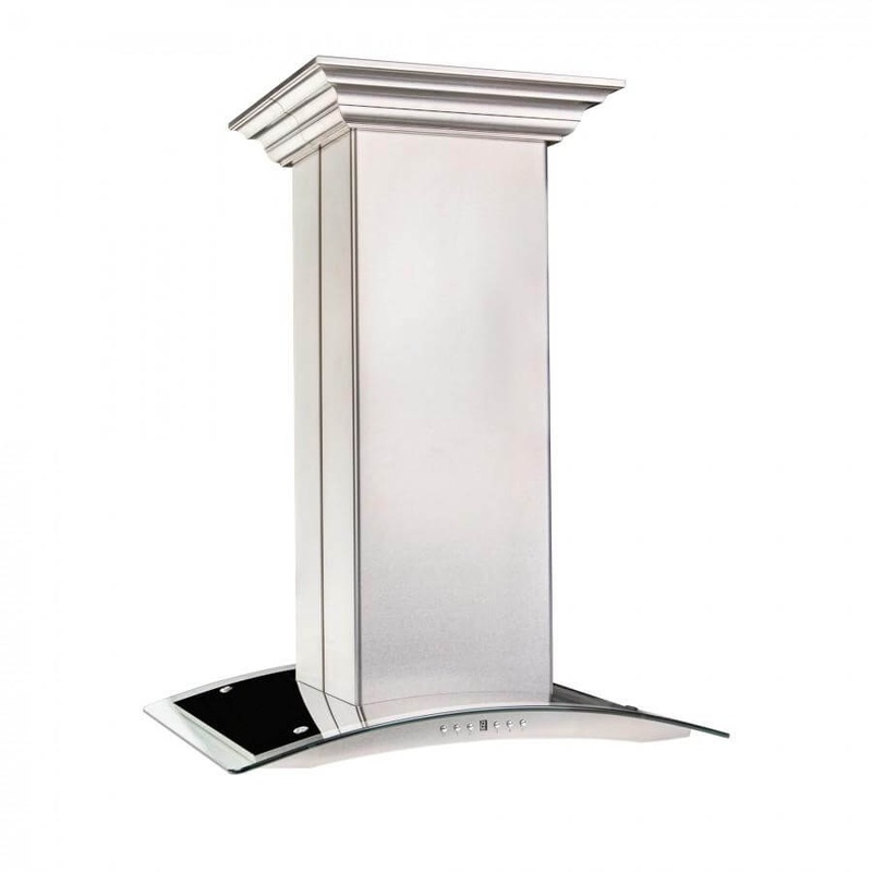 ZLINE 30 in. Convertible Vent Island Mount Range Hood in Satin Stainless Steel and Glass (8GL14iS-30)
