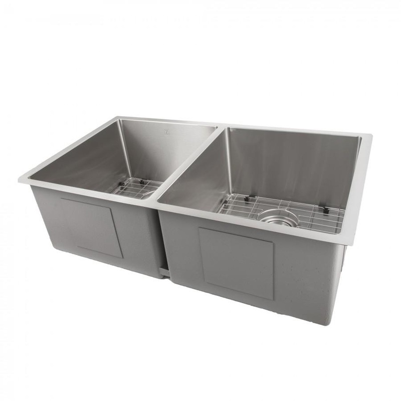ZLINE 33 in. Anton Undermount Double Bowl Kitchen Sink with Bottom Grid and Color Options (SR50D-33)