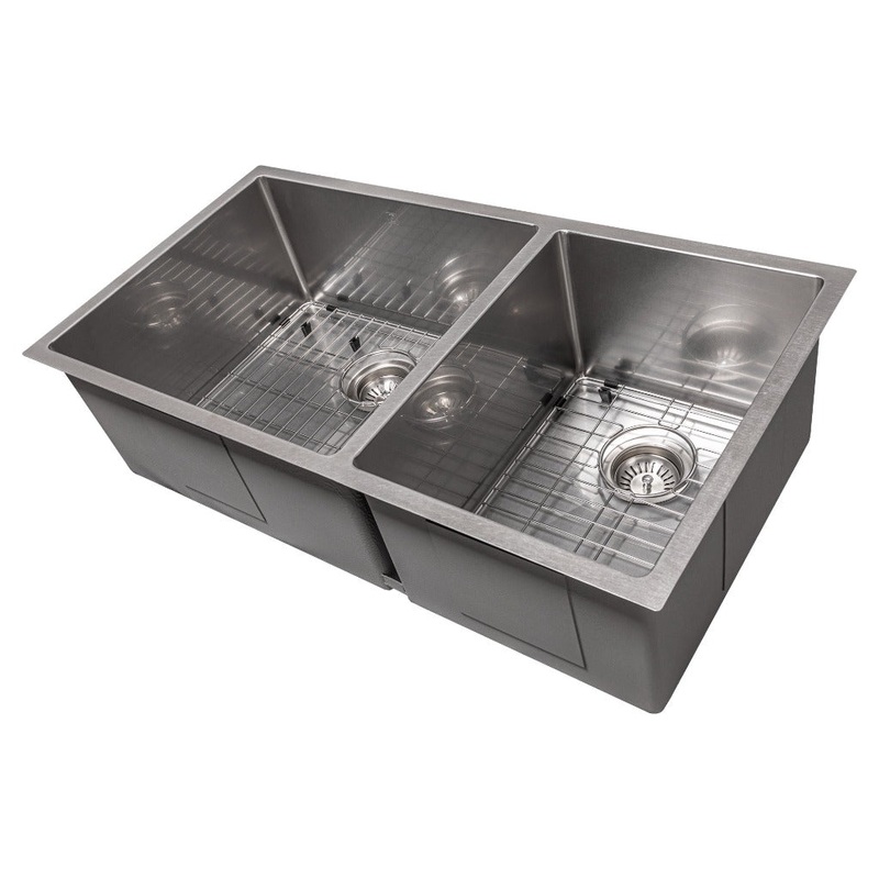 ZLINE 36 in. Chamonix Undermount Double Bowl Kitchen Sink with Bottom Grid and Color Options (SR60D-36)