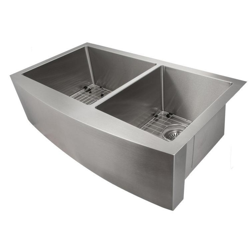 ZLINE 36 in. Courchevel Farmhouse Apron Mount Double Bowl Kitchen Sink with Bottom Grid and Color Options (SA60D-36)