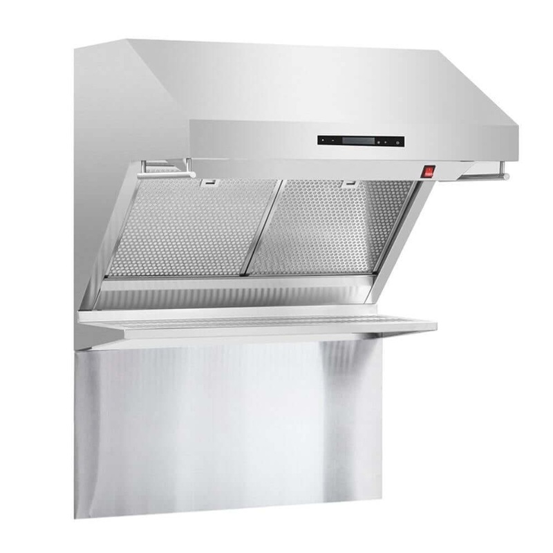 Forno Savona - 30 in. Wall Mount Range Hood and Back Splash with Red Light Warmer and Shelf (FRHWM5029-30HB)