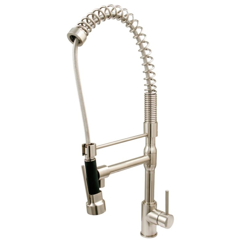 Kingston Brass Concord Single-Handle Pre-Rinse Kitchen Faucet, Brushed Nickel (KS8978DL)