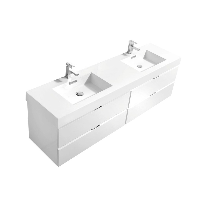 KubeBath Bliss 80 in. Wall Mount Modern Double Sink Bathroom Vanity