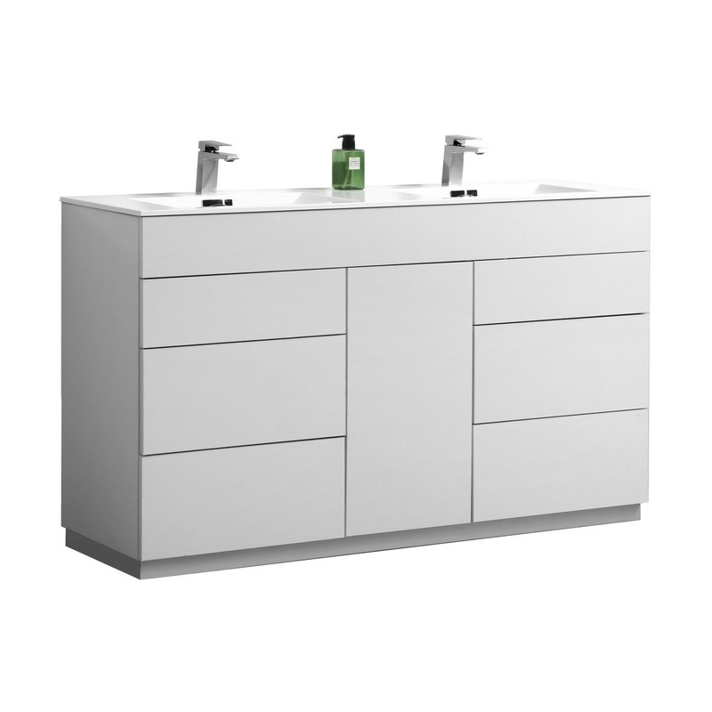 KubeBath Milano 60 in. Double Sink Modern Bathroom Vanity with Color Options
