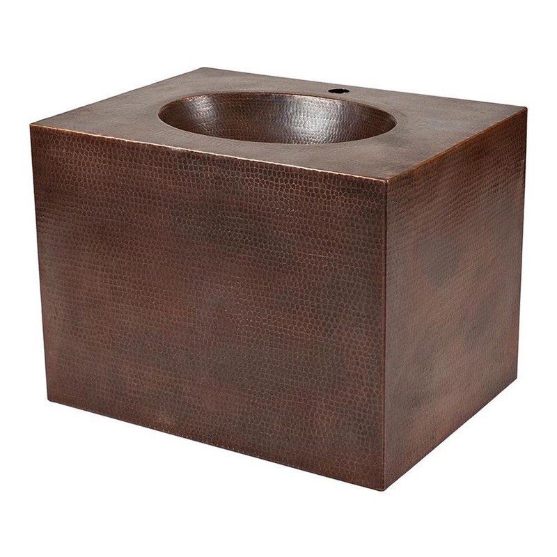 Premier Copper 24 in. Single Sink Hand-Hammered Copper Wall Mount Vanity with Single Faucet Hole (VADB24181)