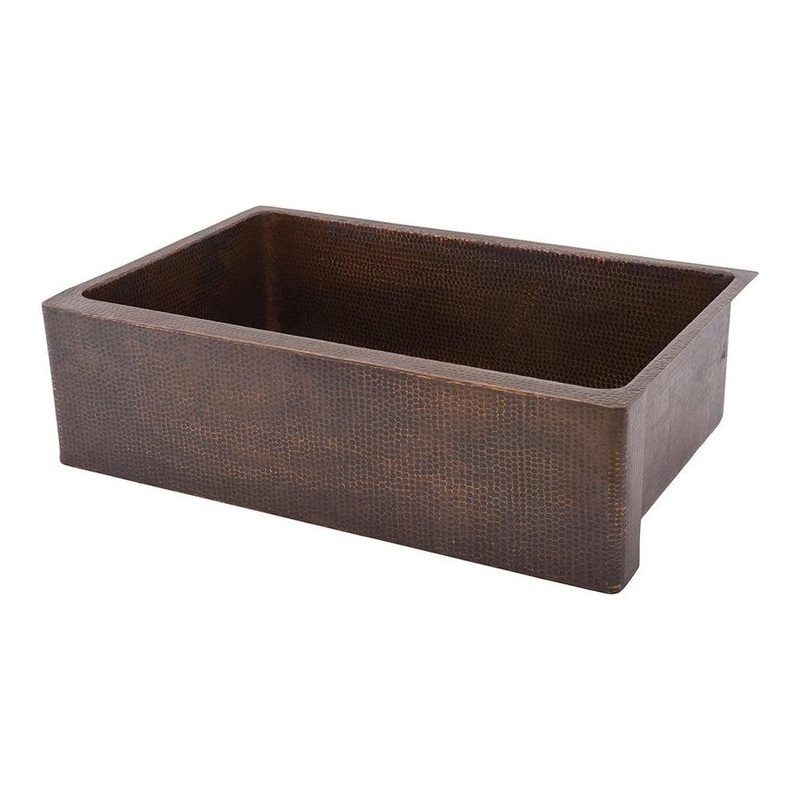 Premier Copper Hammered Copper Apron Front Single Basin Kitchen Sink