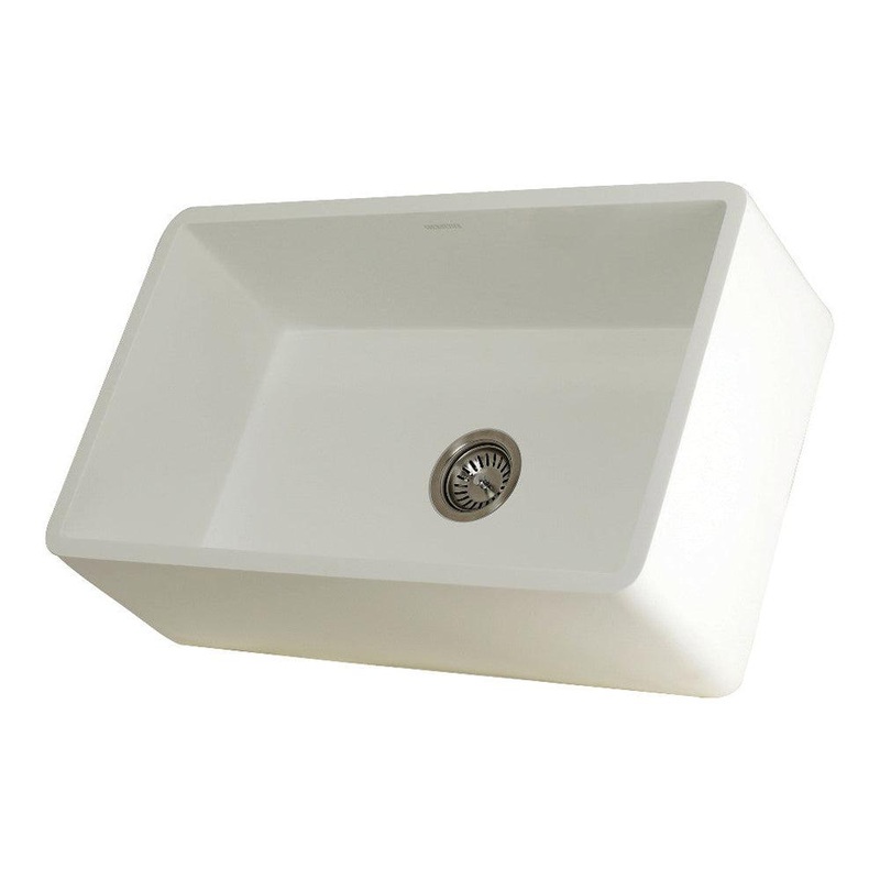 Kingston Brass 30 in.Solid Surface Matte Stone Apron Front Farmhouse Single Bowl Kitchen Sink (GKFA301810BC)