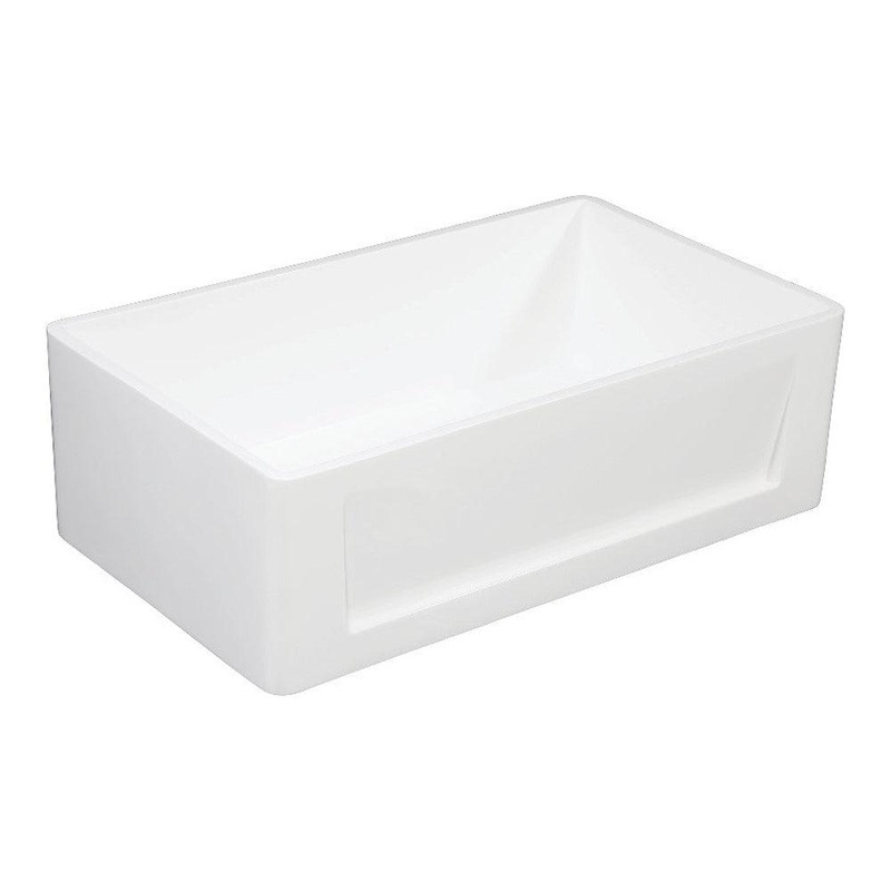 Kingston Brass 30 in. Solid Surface Matte Stone Apron Front Farmhouse Single Bowl Kitchen Sink, Matte White