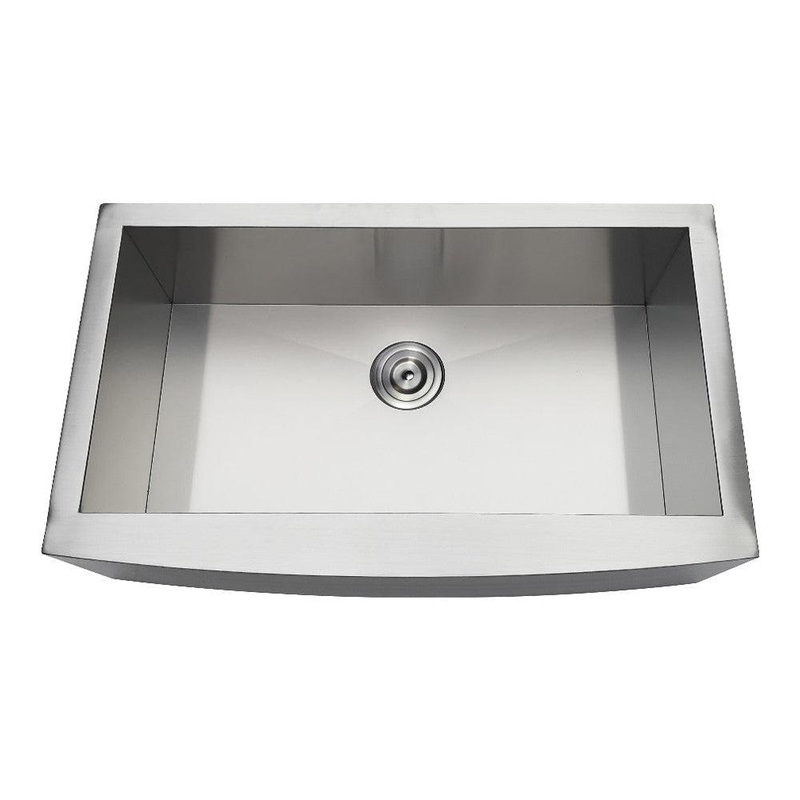 Kingston Brass 33 in. Drop-In Stainless Steel Apron-Front Single Bowl Farmhouse Kitchen Sink, Brushed (GKTSF33209)