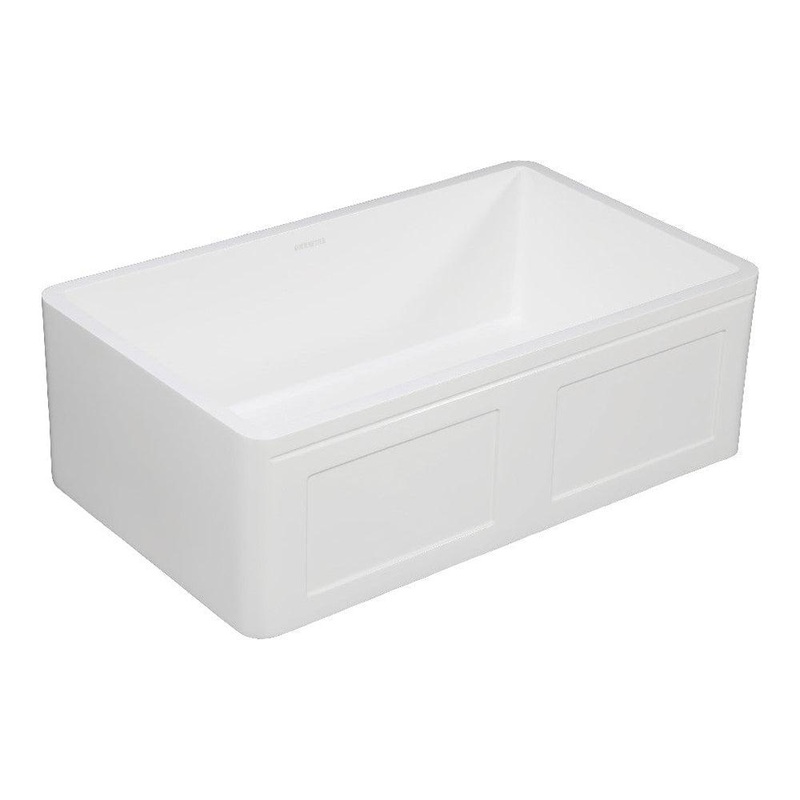Kingston Brass 33 in. Solid Surface Matte Stone Apron Front Farmhouse Single Bowl Kitchen Sink, Matte White (GKFA331810DS)