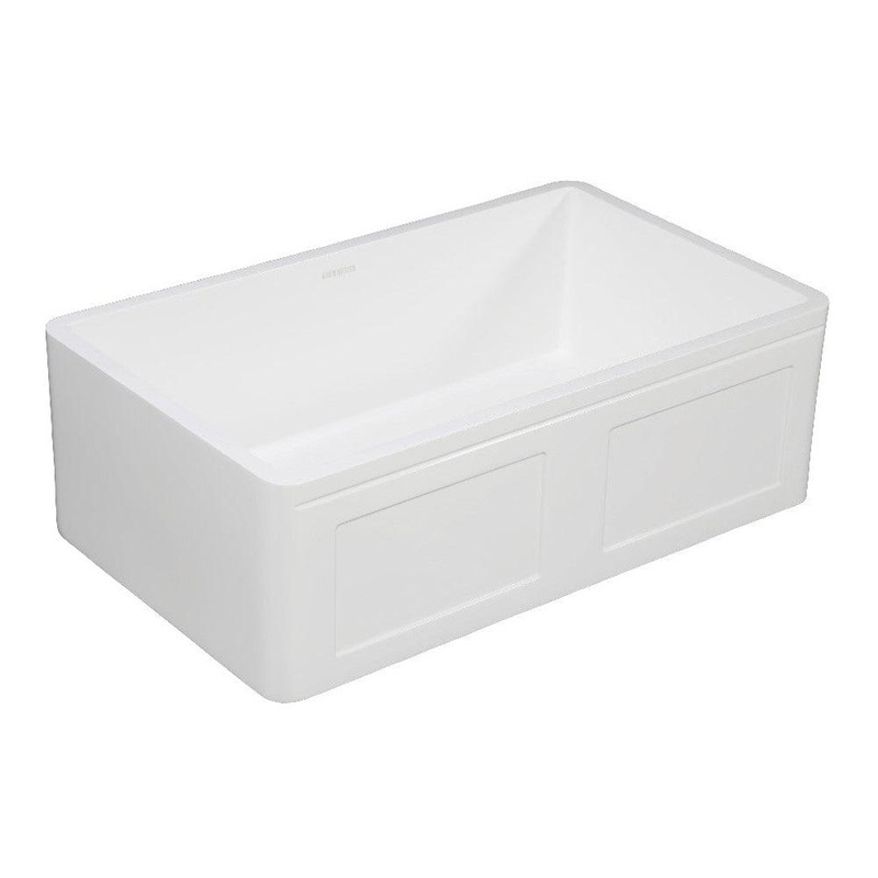 Kingston Brass 36 in. Solid Surface Matte Stone Apron Front Farmhouse Single Bowl Kitchen Sink, Matte White