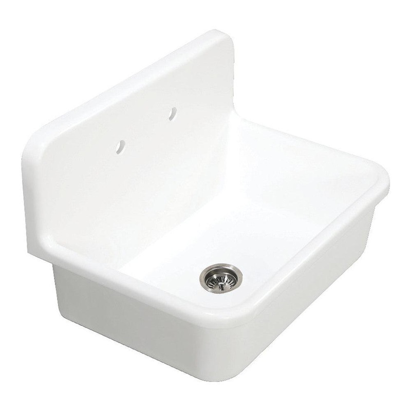 Kingston Brass Arcticstone 30 in. Solid Surface Top-Mount Kitchen Sink with Backsplash, Matte White (GKTA3020198)
