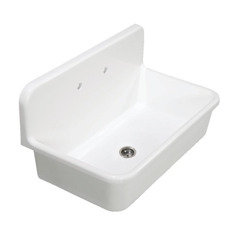 Kingston Brass Arcticstone 36 in. Solid Surface Top-Mount Kitchen Sink with Backsplash, Matte White (GKTA3620198)