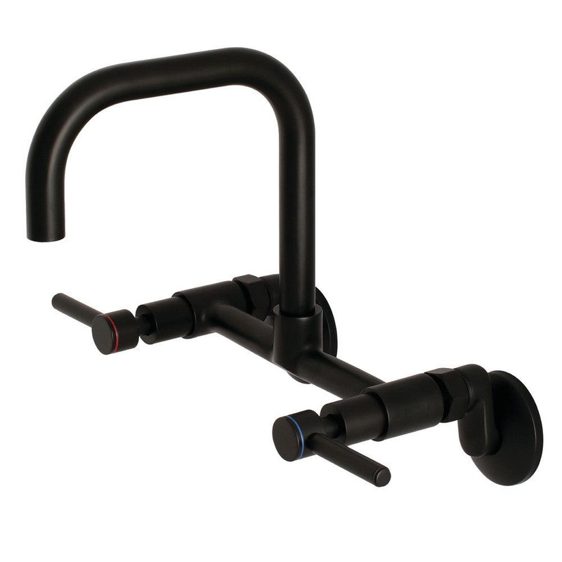 Kingston Brass Concord 8 in. Adjustable Center Wall Mount Kitchen Faucet (KS813)