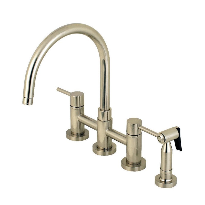 Kingston Brass Concord Two-Handle Bridge Kitchen Faucet with Brass Side Sprayer (KS827)