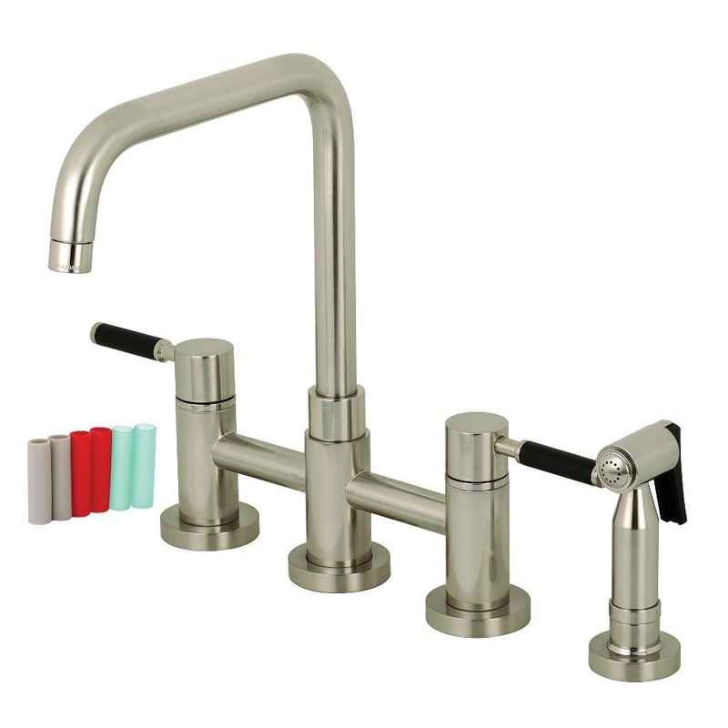 Kingston Brass Concord Two-Handle Bridge Kitchen Faucet with Brass Side Sprayer (KS828)