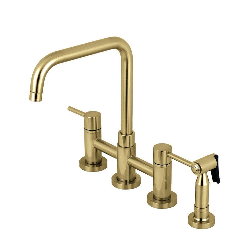 Kingston Brass Concord Two-Handle Bridge Kitchen Faucet with Brass Sprayer (KS8287DLBS)