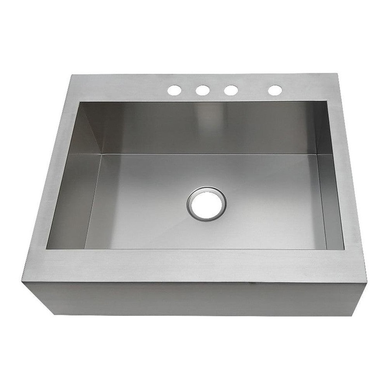 Kingston Brass Edinburg Drop-In 30 in. Single Bowl Kitchen Sink, Brushed (GKTSF302494)