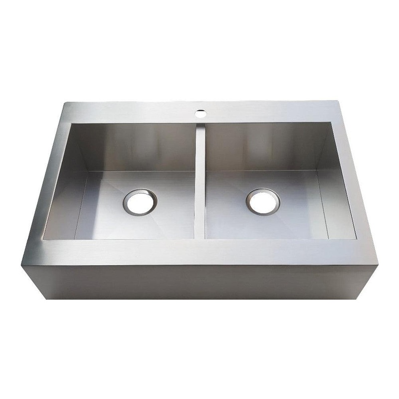 Kingston Brass Edinburg Drop-In 33 Inch Double Bowl Kitchen Sink, Brushed (GKTDF332491)