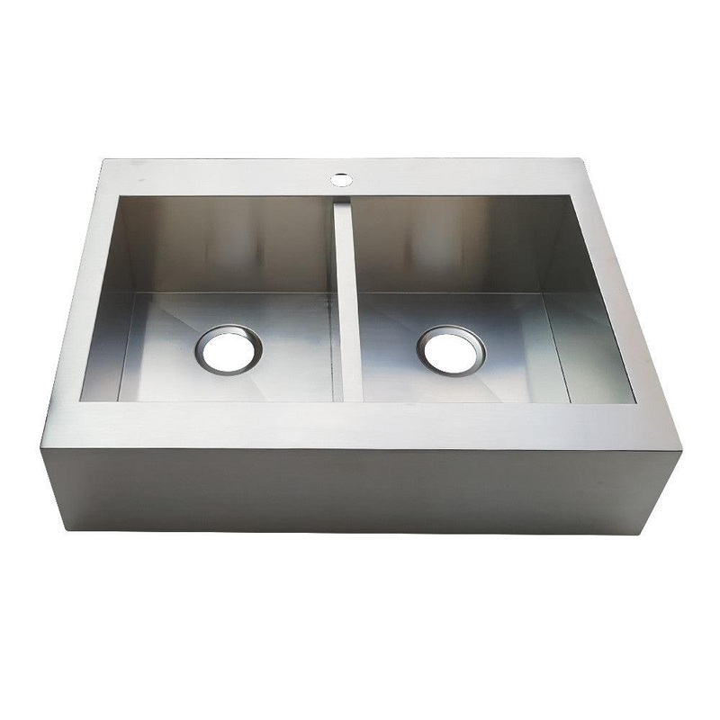 Kingston Brass Edinburg Drop-In 36 Inch Double Bowl Kitchen Sink, Brushed (GKTDF362491)