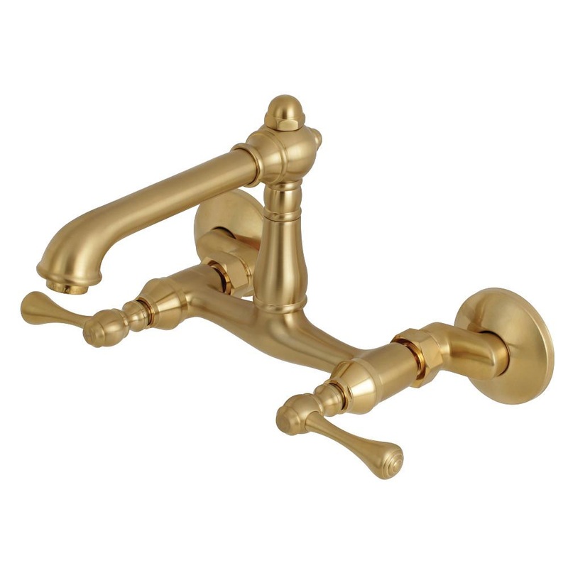 Kingston Brass English Country 6 in.Adjustable Center Wall Mount Kitchen Faucet (KS722)