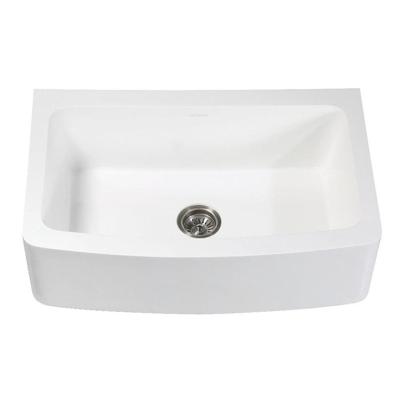 Kingston Brass Solid Surface 33 in. x 22 in. Farmhouse Single Bowl Kitchen Sink, Matte White