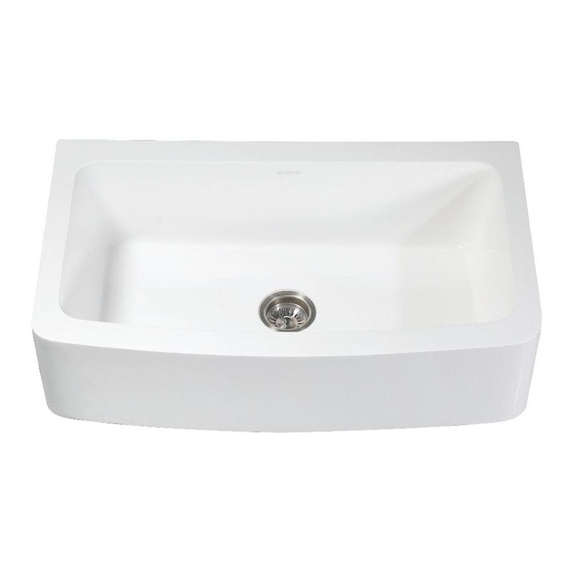 Kingston Brass Solid Surface 36 in. x 22 in. Farmhouse Single Bowl Kitchen Sink, Matte White