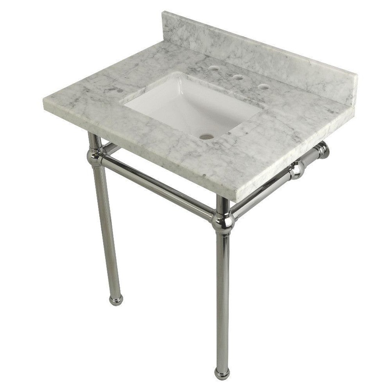 Kingston Brass Templeton 30 in. x 22 in. Carrara Marble Vanity Top with Brass Console Legs