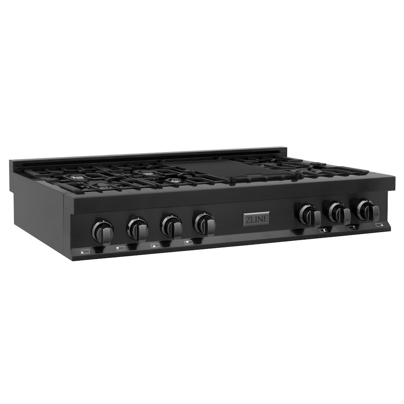 ZLINE 48 in. Legacy Gas Rangetop with 7 Burners and Porcelain Cooktop in Black Stainless Steel (RTB-48)