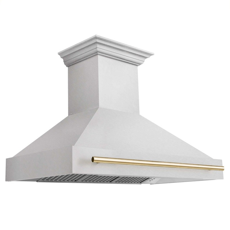 ZLINE Autograph Edition 48 in. Satin Stainless Steel Wall Mount Range Hood with Accent Handle (8654SNZ-48)