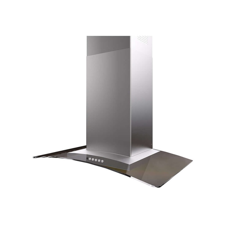 Faber Tratto Wall Mount Range Hood with Size Options In Stainless Steel and Glass
