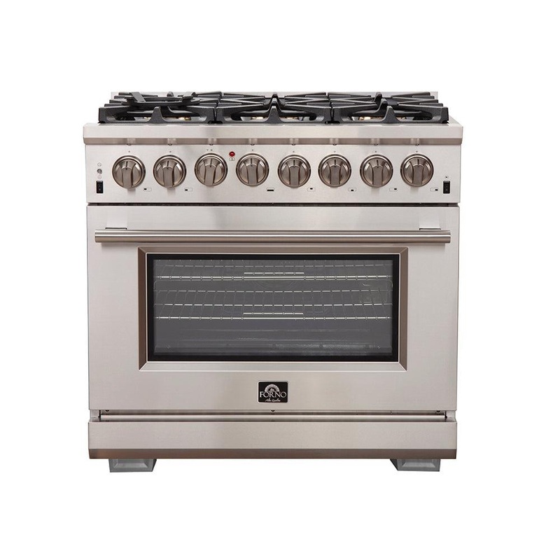 Forno Capriasca - 36 in. 5.36 cu. ft. Titanium Professional Freestanding Dual Fuel Range in Stainless Steel (FFSGS6187-36)