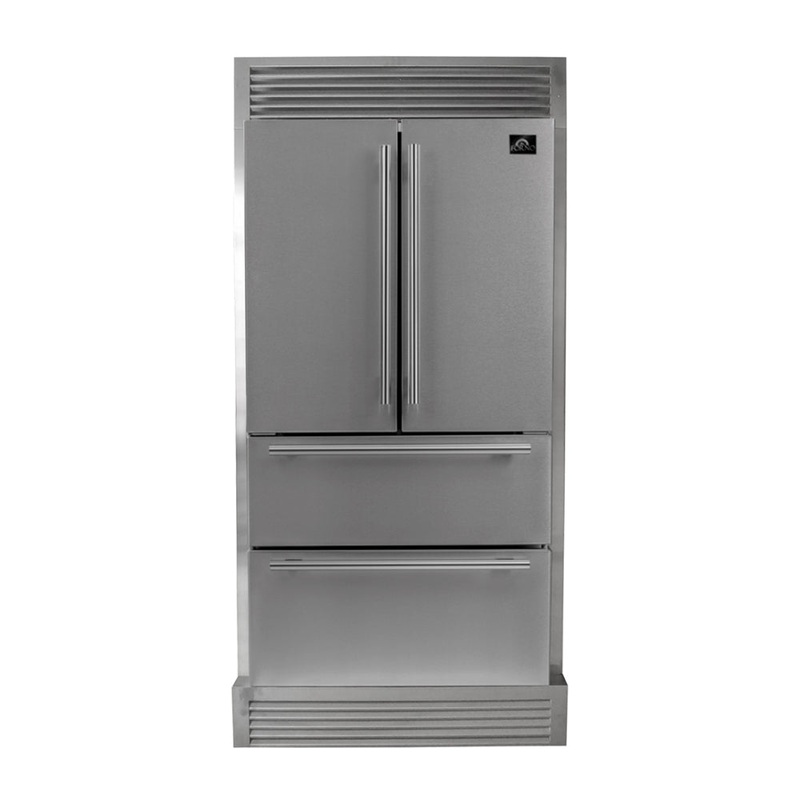 Forno Moena - 36 in. 19 cu. ft. French Door Counter Depth Refrigerator with Decorative Grill Trim Kit in Stainless Steel (FFRBI1820-40SG)