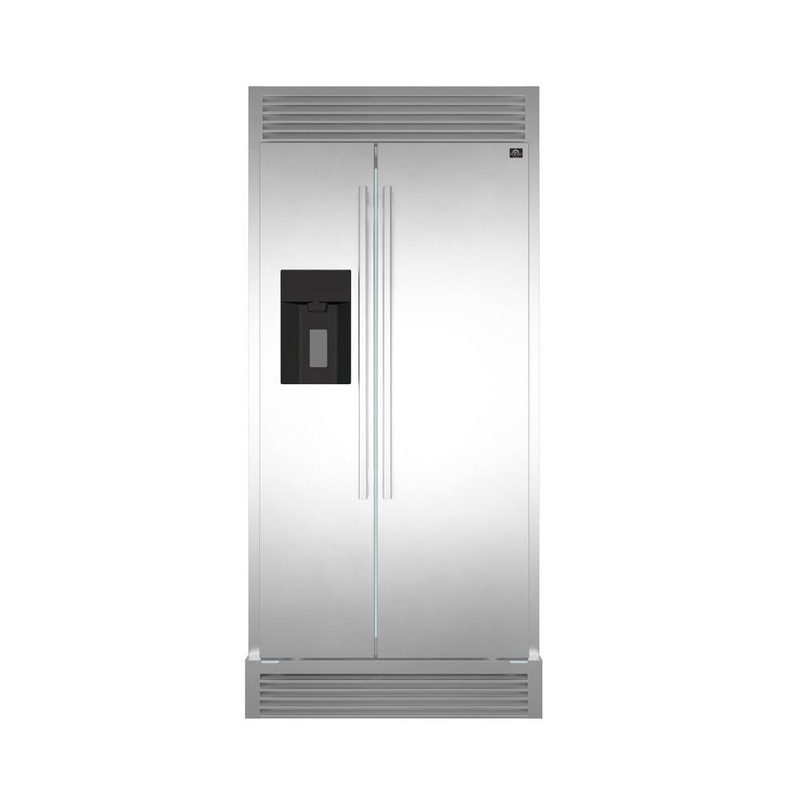 Forno Salerno - 36 in. Side by Side Refrigerator with External Water and Ice Dispenser in Stainless Steel with Trim Kit (FFRBI1844-40SG)